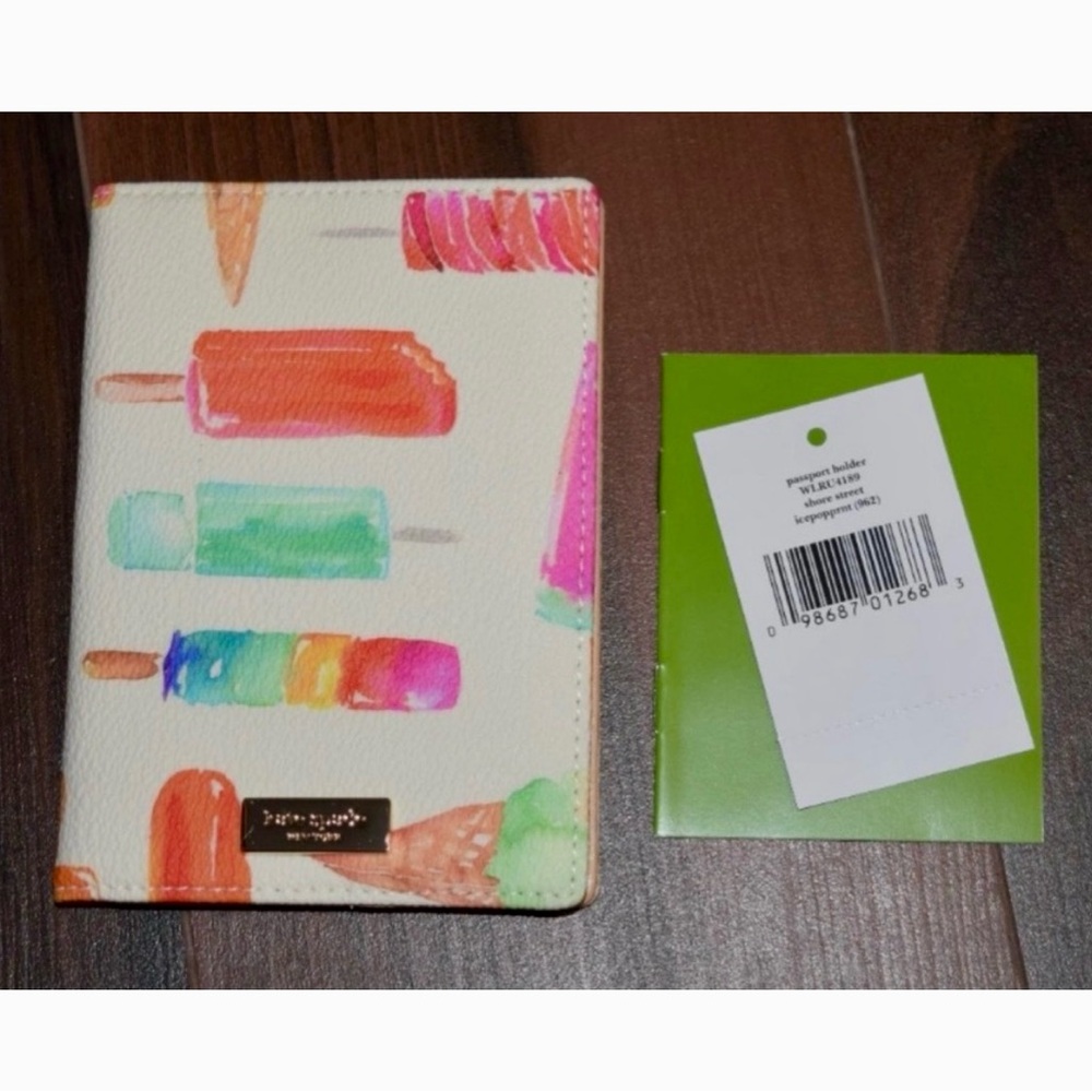 NWT KATE SPADE Passport Holder Leather Wallet Shore Street Ice Cream Popsicle